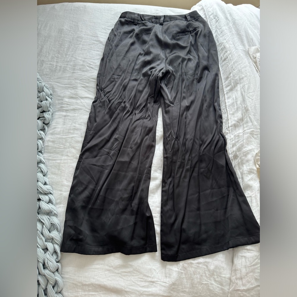 DISSH black silk wide leg trousers